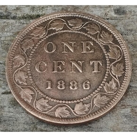 Antique 1886 Canada One Cent Coin, Vintage Queen Victoria Canadian Penny - Picture 5 of 10